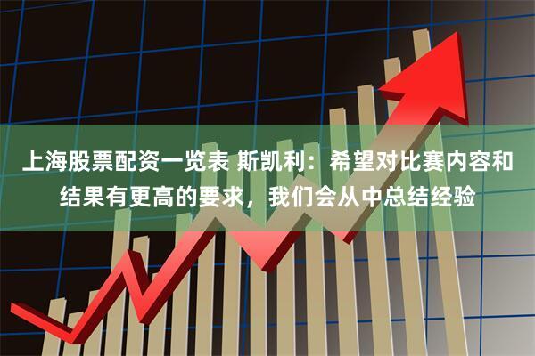 上海股票配资一览表 斯凯利：希望对比赛内容和结果有更高的要求，我们会从中总结经验